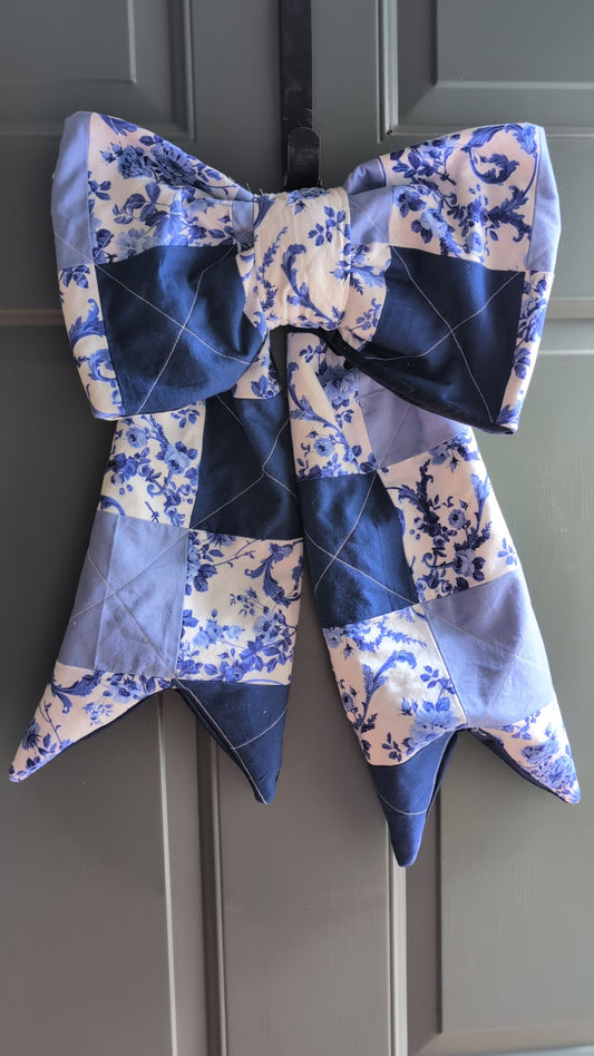 Blue front door bow