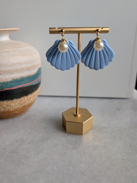 Blue shell earrings