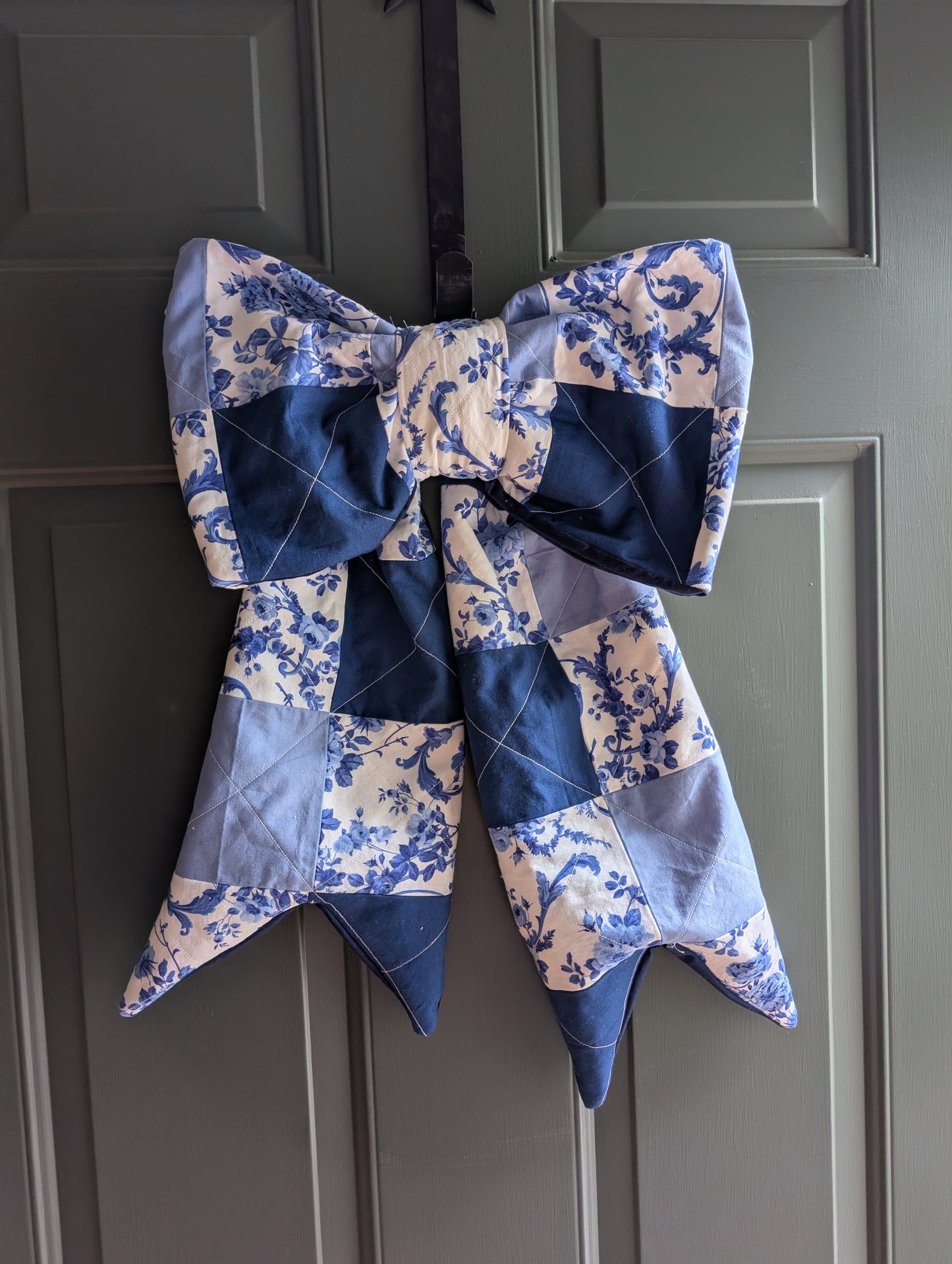 Blue front door bow